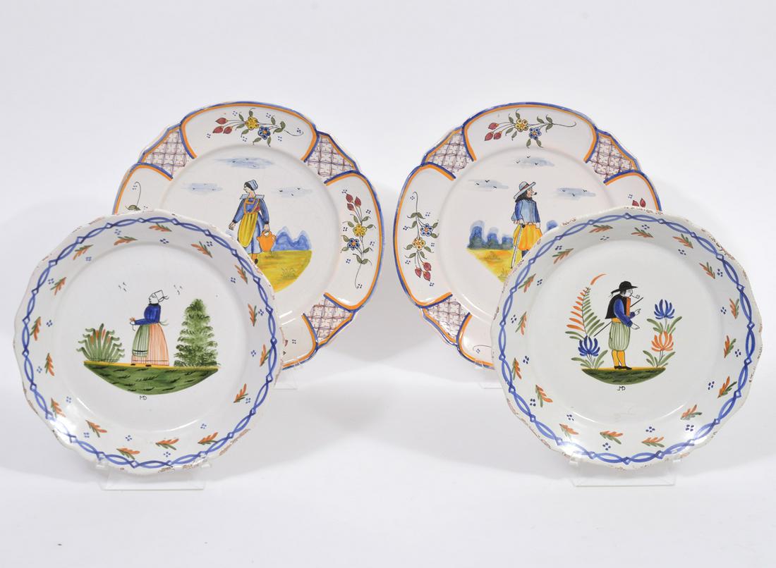 4 Henriot Quimper Faience Pottery Plates (1 of 9)