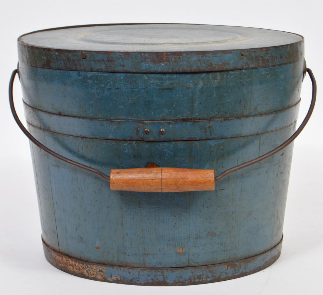 Late 19th C. New Hampshire Blue Painted Bucket (1 of 9)