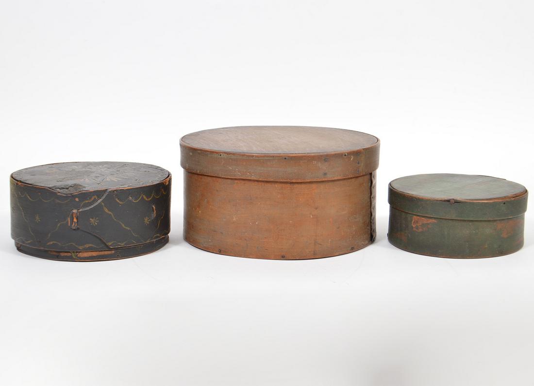 3 19th C. Painted Wood Lidded Boxes (1 of 8)