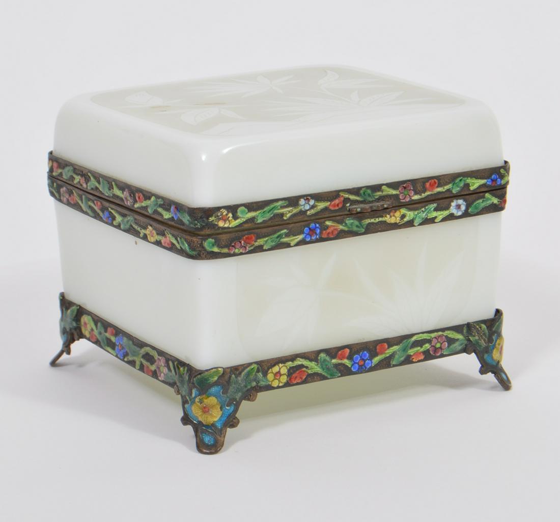 Chinese White Opaline Glass and Enamel Box (1 of 8)