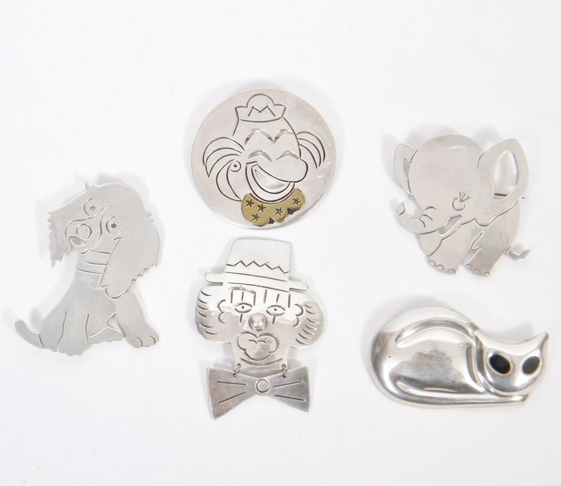 5 Mexican Sterling Brooches 105 Grams (1 of 3)