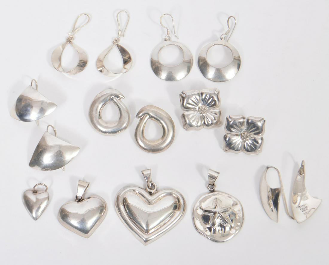 6 Pr. Sterling Earrings & 4 Pendants 107.5 Grams (1 of 2)