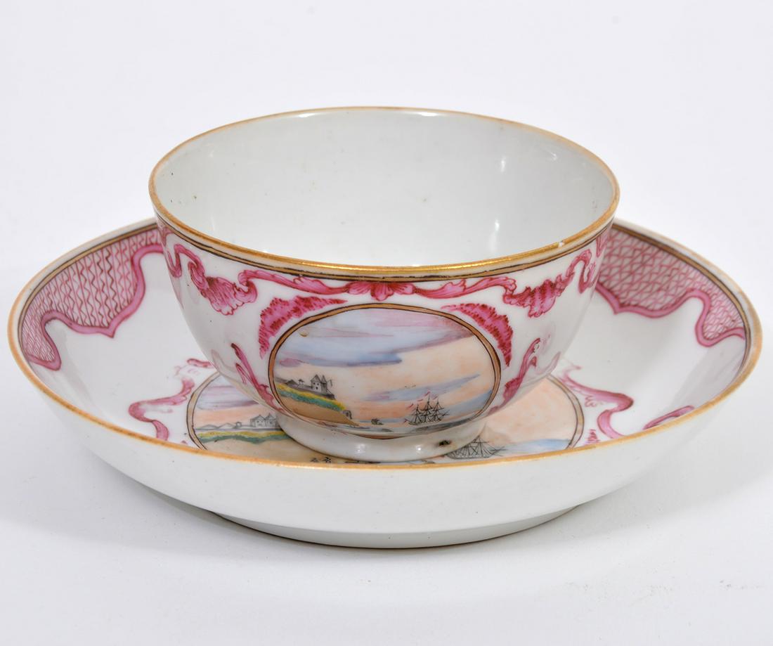 Chinese Export Cup & Saucer 'Harbor Scene' (1 of 9)