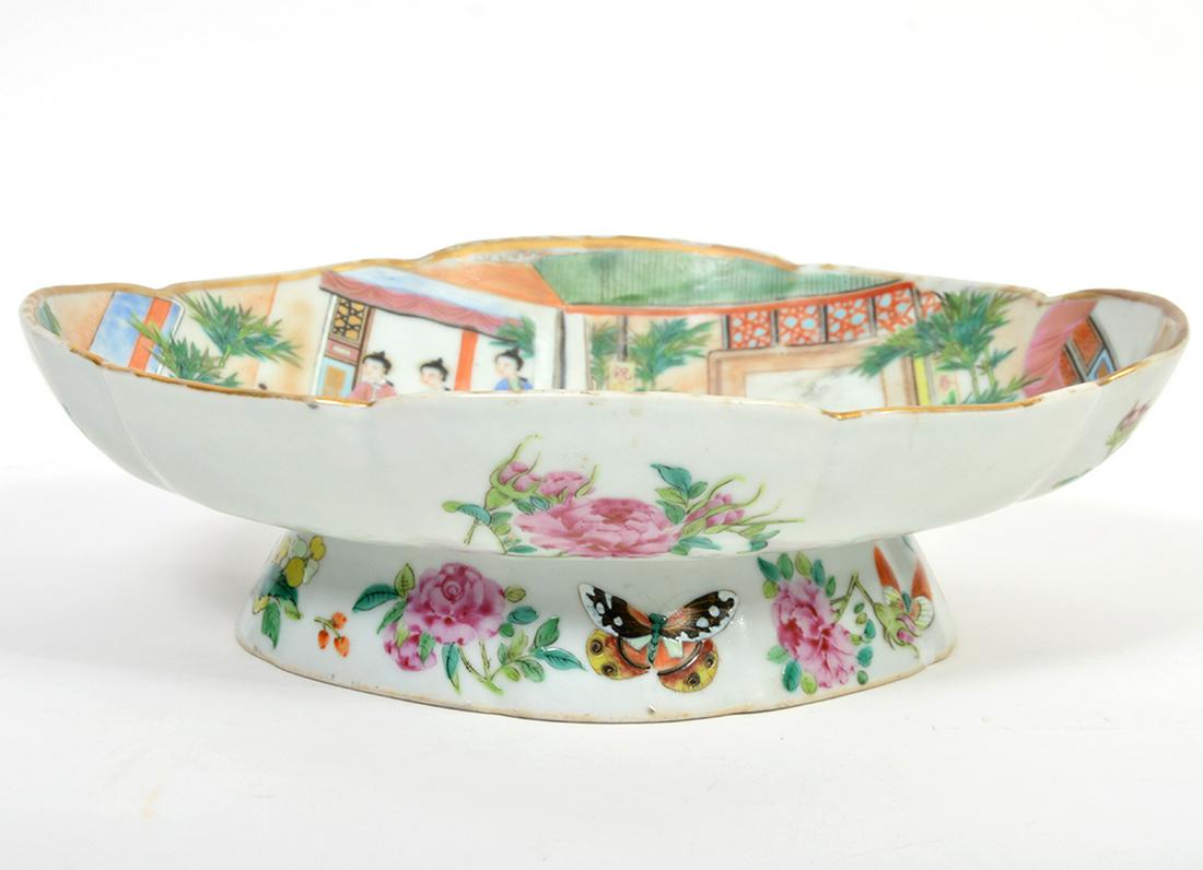 Chinese Export Rose Mandarin Footed Dish (1 of 8)