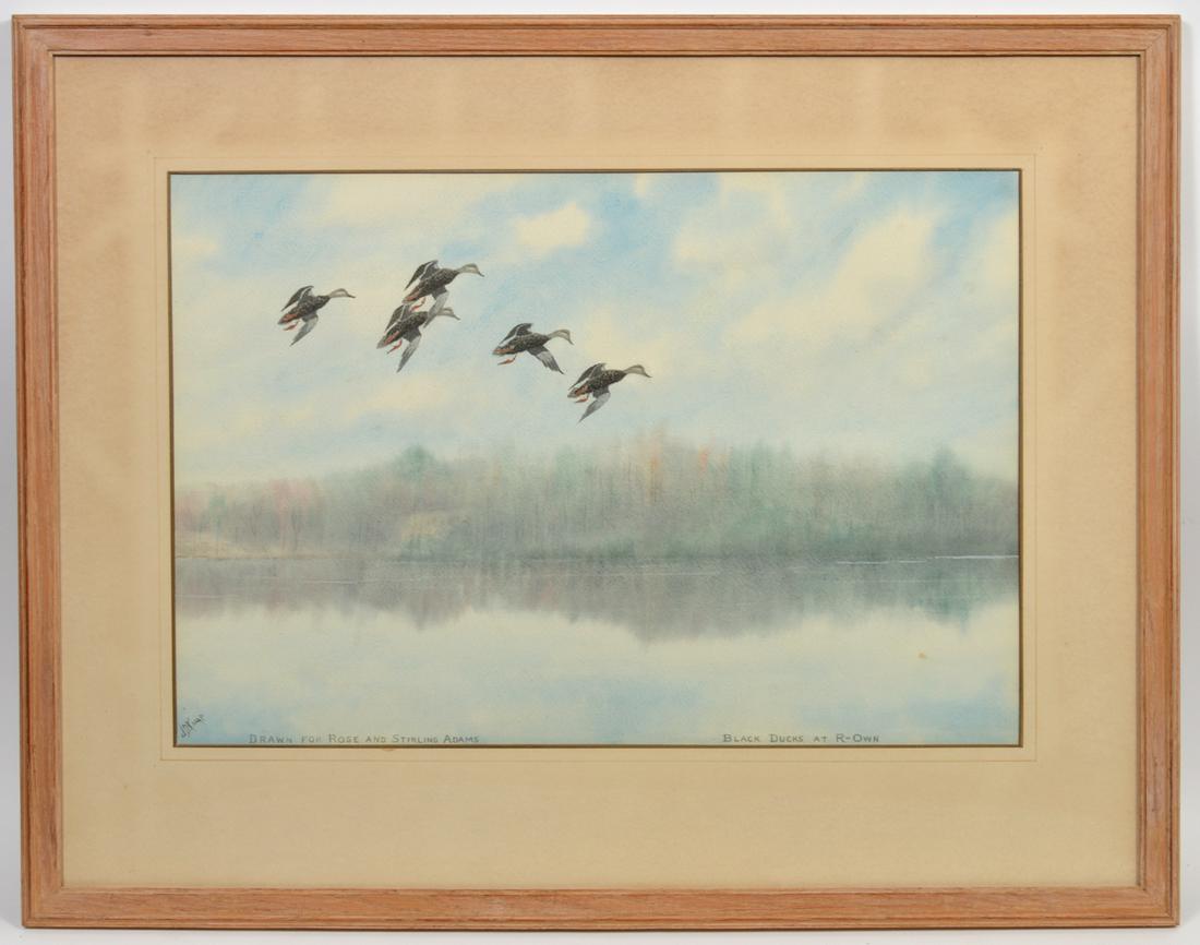 J.D. Knapp Watercolor 'Black Ducks at R-Own' (1 of 9)