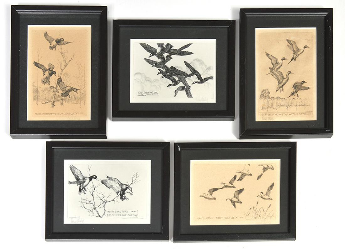 5 Richard Bishop Framed Christmas Card Etchings (1 of 7)