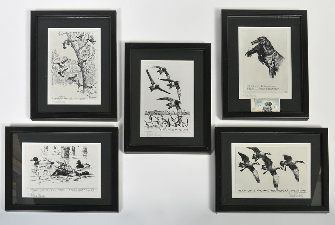 5 Richard Bishop Framed Christmas Card Etchings (1 of 7)