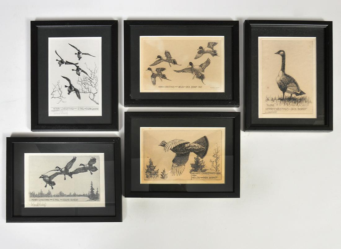 5 Richard Bishop Framed Christmas Card Etchings (1 of 6)