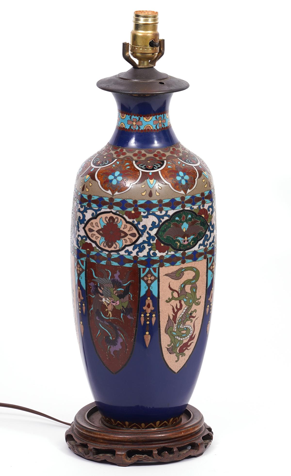 Japanese Cloisonne Enamel Table Lamp (1 of 11)