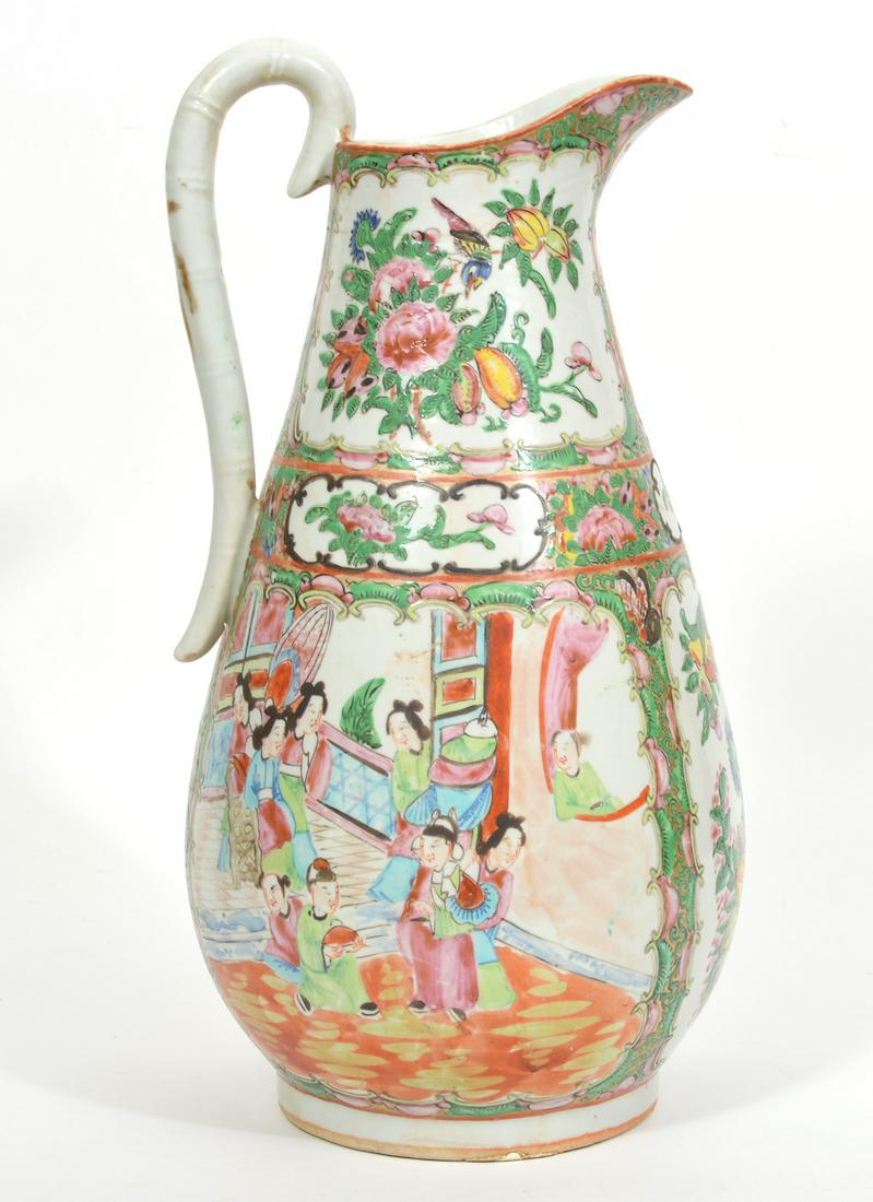 Large Chinese Rose Medallion Porcelain Pitcher (1 of 8)