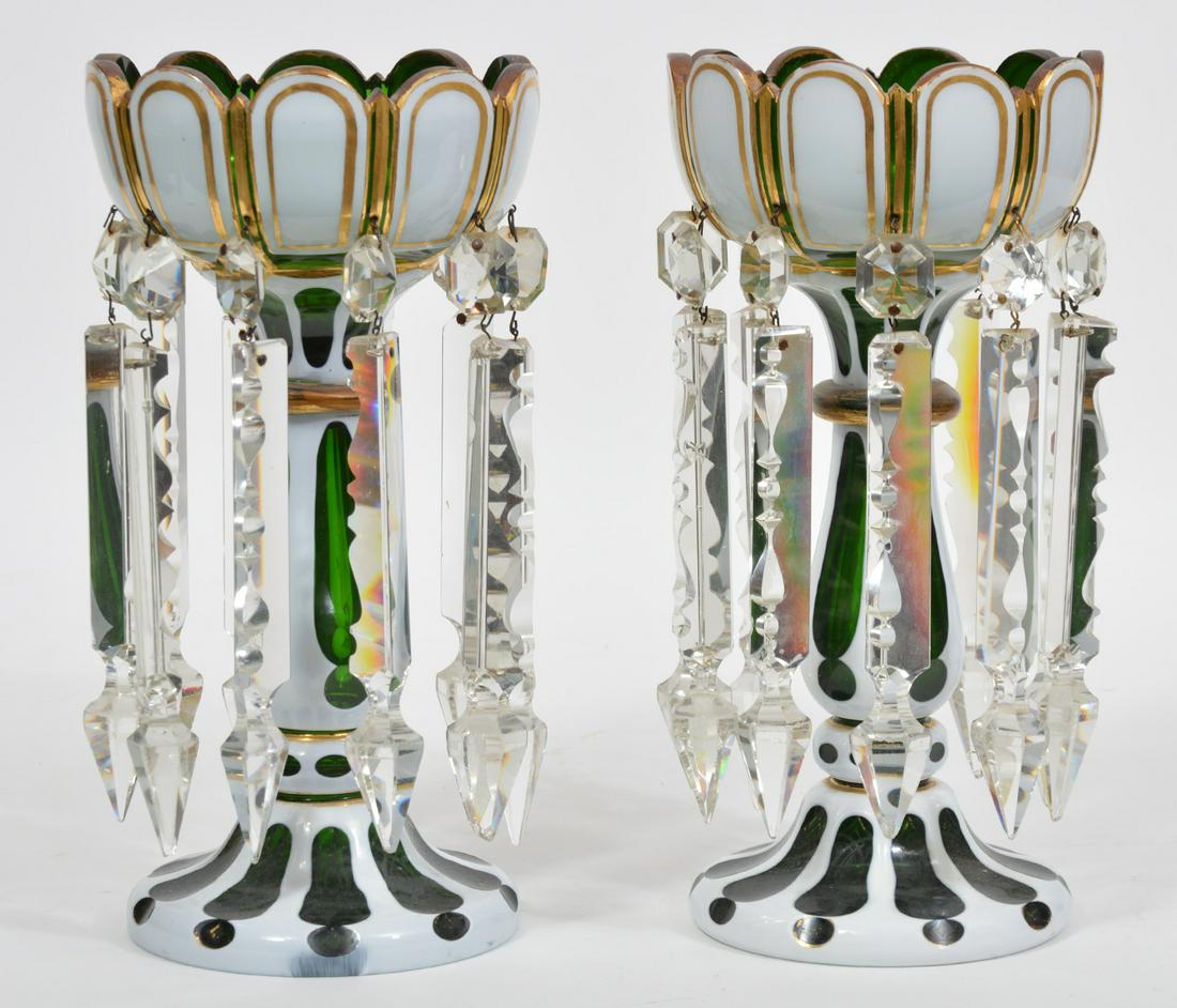 Pr. Glass Lusters with Crystal Prisms (1 of 6)