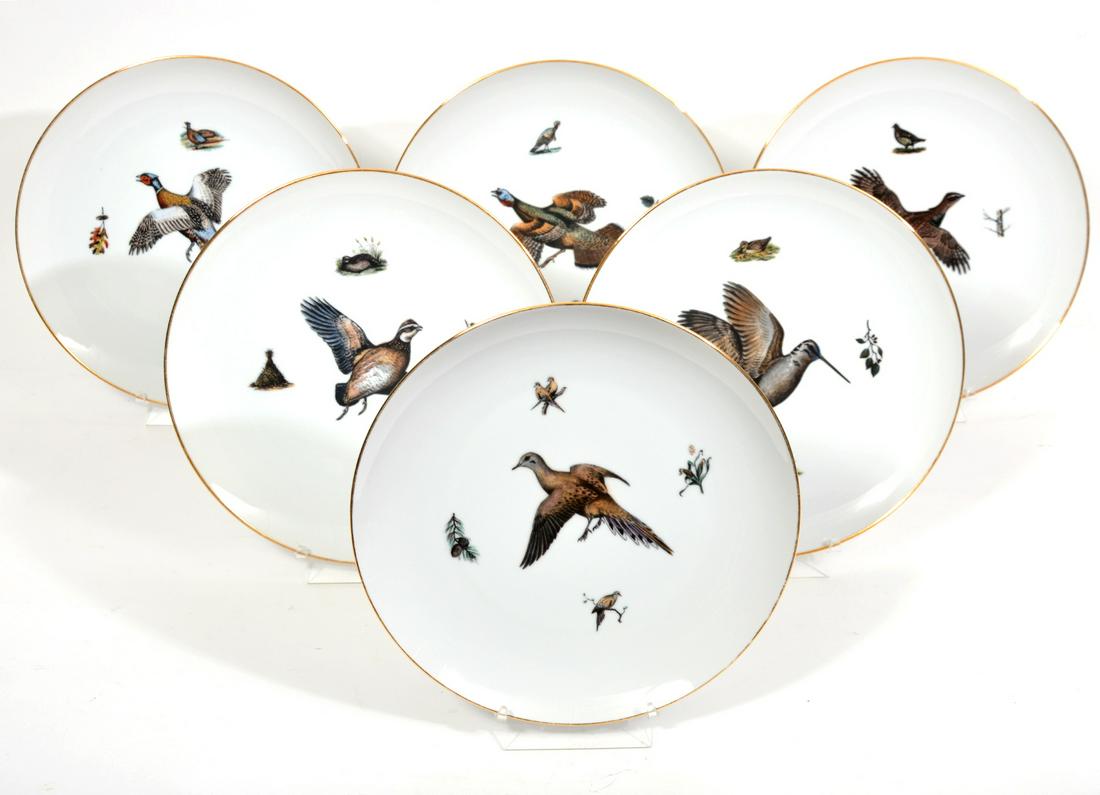 6 D. Puleston Bird Plates, Delano Studio Gold Rim (1 of 8)