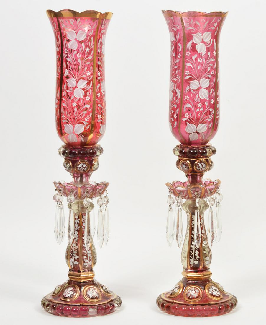 Pr. Baccarat Style 19th C. Luster Candlesticks (1 of 11)