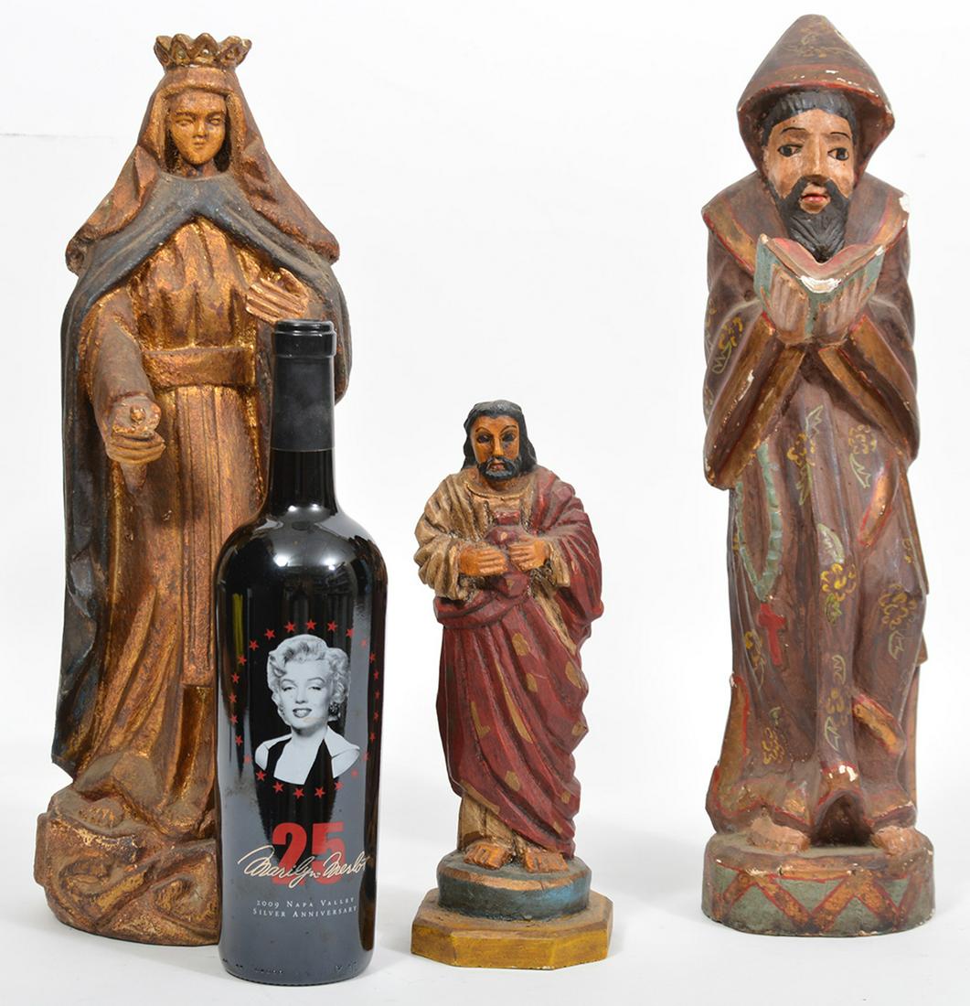 3 Antique Carved Wood Santos Figures (1 of 9)