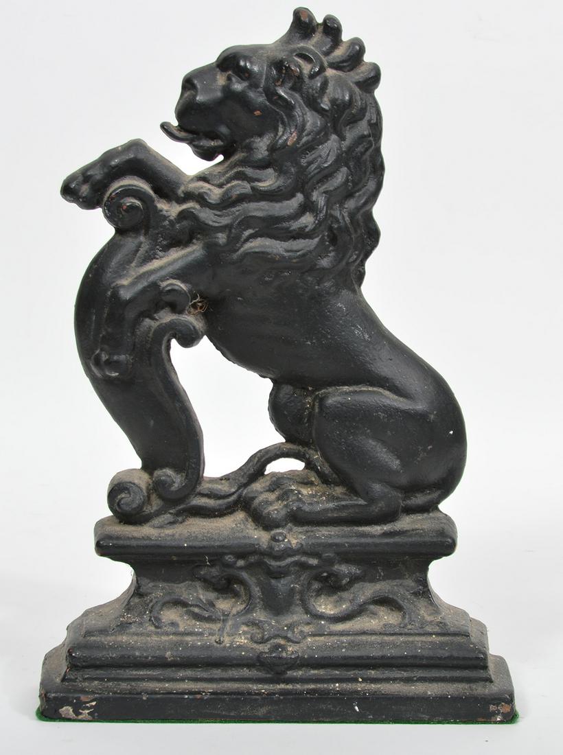 Antique English Painted Iron Lion Door Stop (1 of 6)