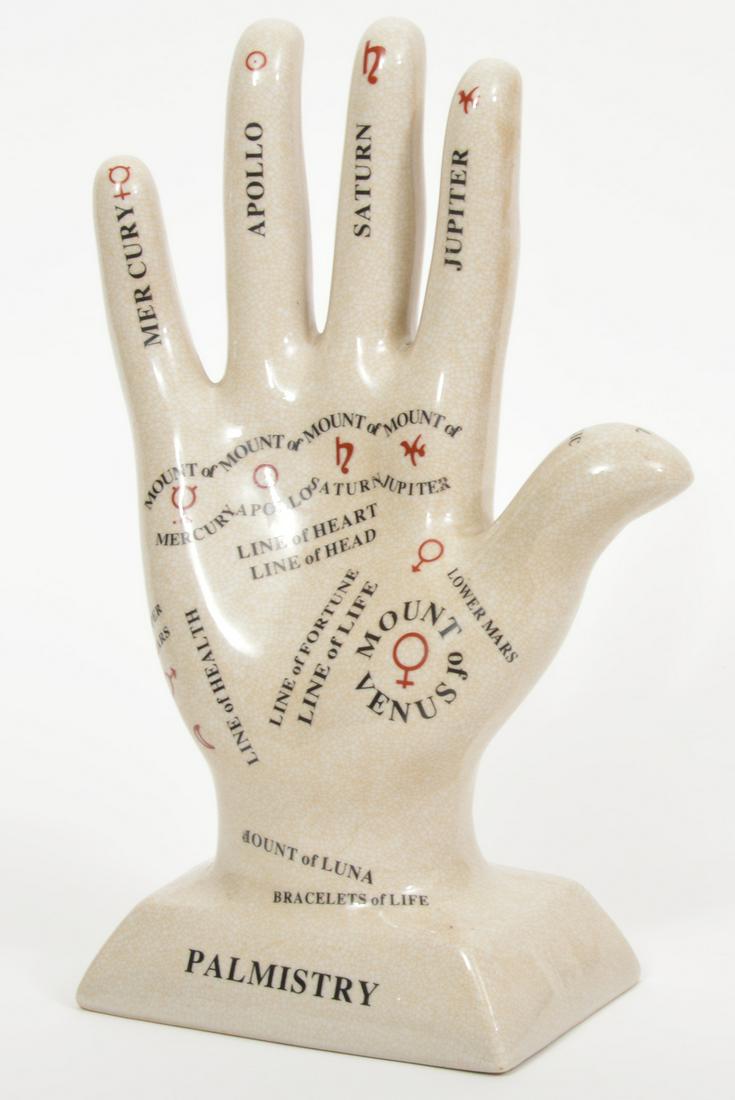 3 Dimensional Glazed Ceramic Palmistry Hand (1 of 8)