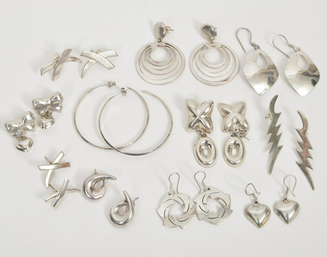 11 Pr. Mexican Sterling Earrings 128.4 Grams (1 of 4)