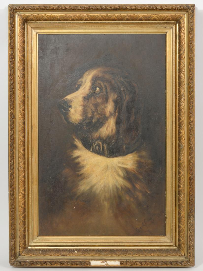 Signed 19th C. Oil Painting of a Spaniel Dog (1 of 6)