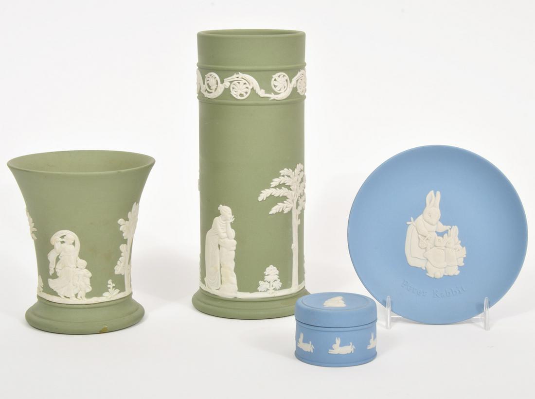 4 Pieces of Blue & Green Jasperware Wedgwood (1 of 5)