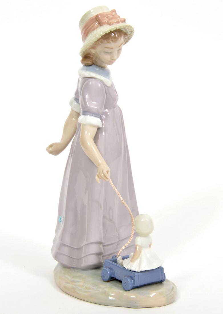 Lladro 'Girl Pulling Toy Wagon' Figure (1 of 5)