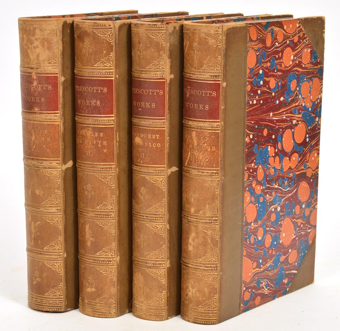 Prescott's Works' in 4 Leather Bound Volumes (1 of 8)
