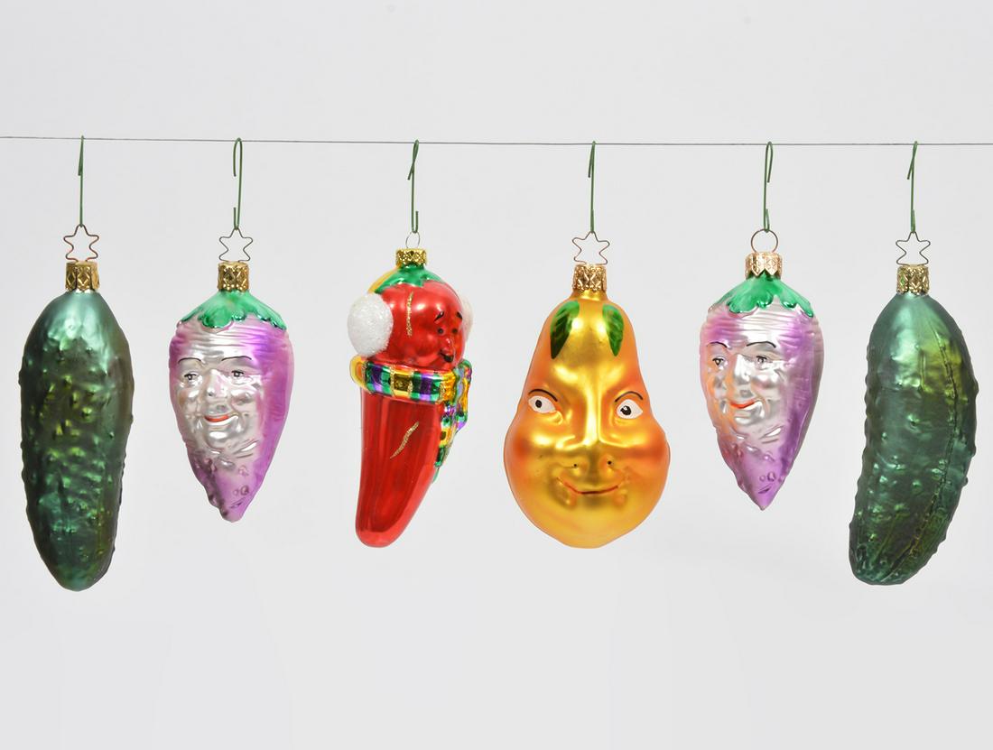 6 Radko Ornaments-2 Pickles, 2 Beets, Pear, Pepper (1 of 5)