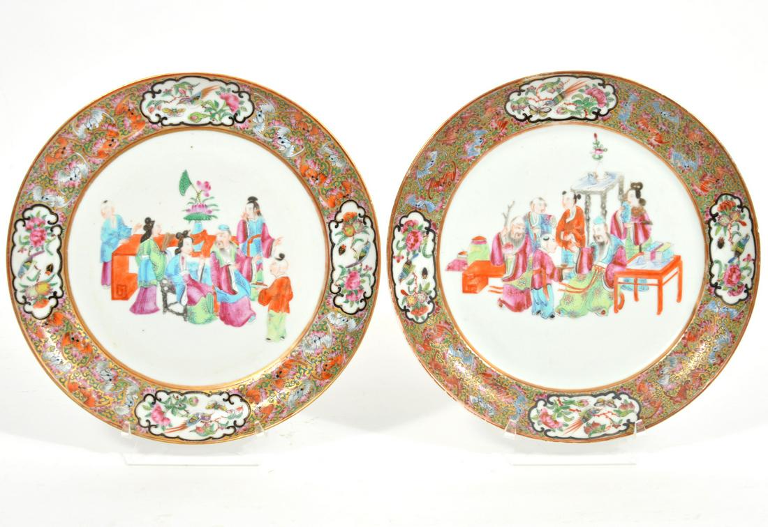 Pair of Chinese Rose Mandarin Dinner Plates (1 of 7)
