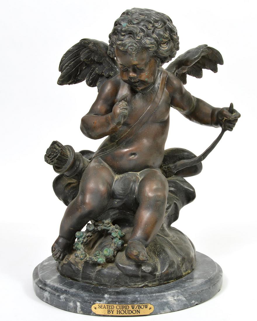 Bronze Seated Cupid With Bow After Houdon (1 of 10)