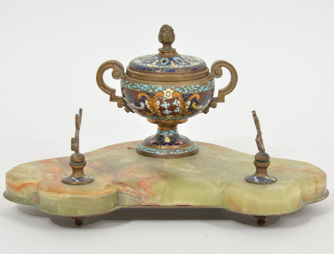 19th C. French Champleve Bronze on Marble Base (1 of 7)