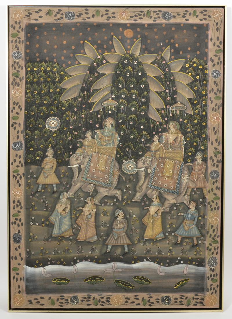 Indian Royal Procession Painting on Cotton (1 of 4)