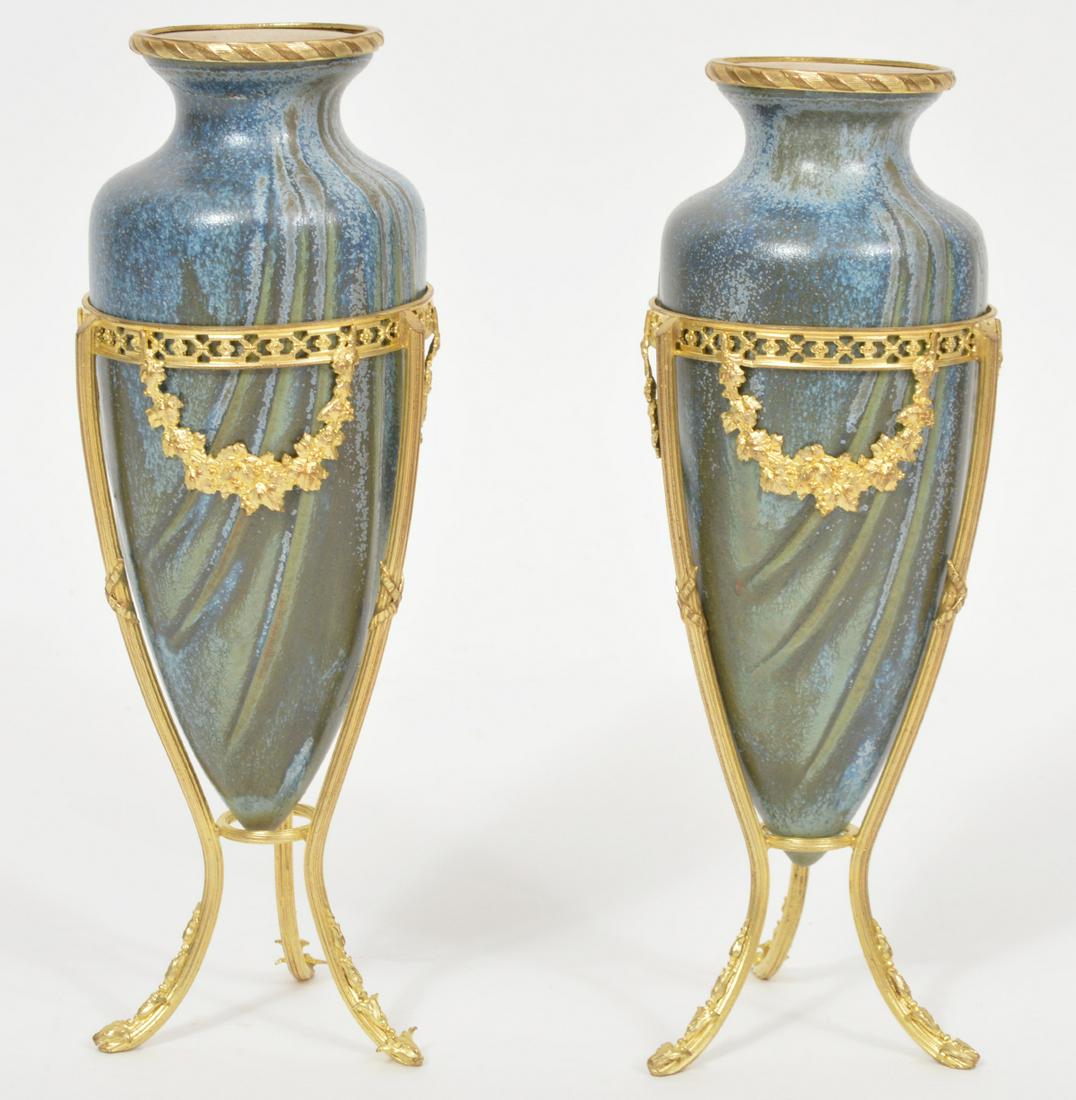 Pair of Italian Pottery Vases in Tripod Mounts (1 of 11)