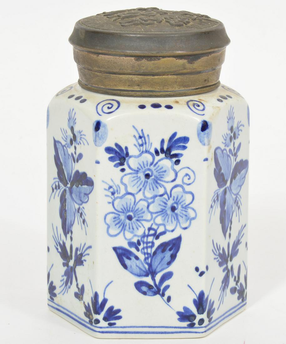Delft Blue Porcelain 830 Silver Top Tea Caddy (1 of 10)