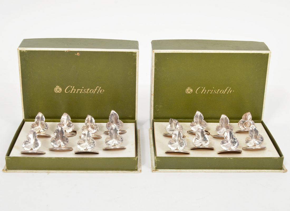 16 Christofle Silver-Plate Leaf Placecard Holders (1 of 16)