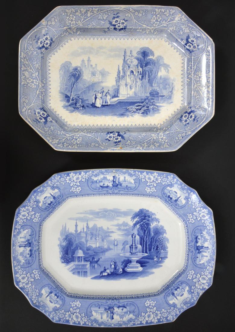 Two English Blue Transferware Serving Platters (1 of 7)
