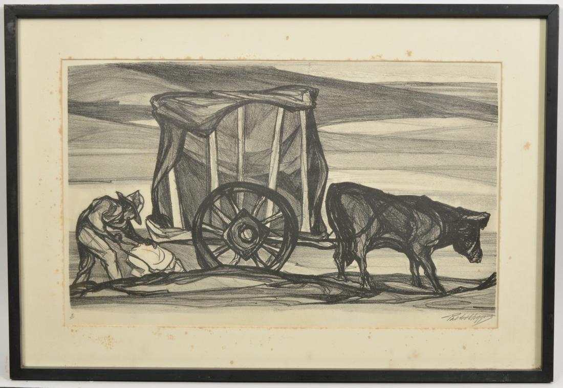 Pablo O'Higgins Signed Wagon Etching (1 of 7)