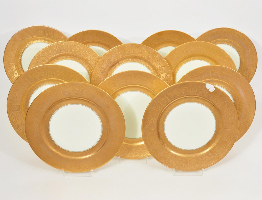 Set of 11 Gold Dinner Plates by Furstenberg BBB (1 of 5)