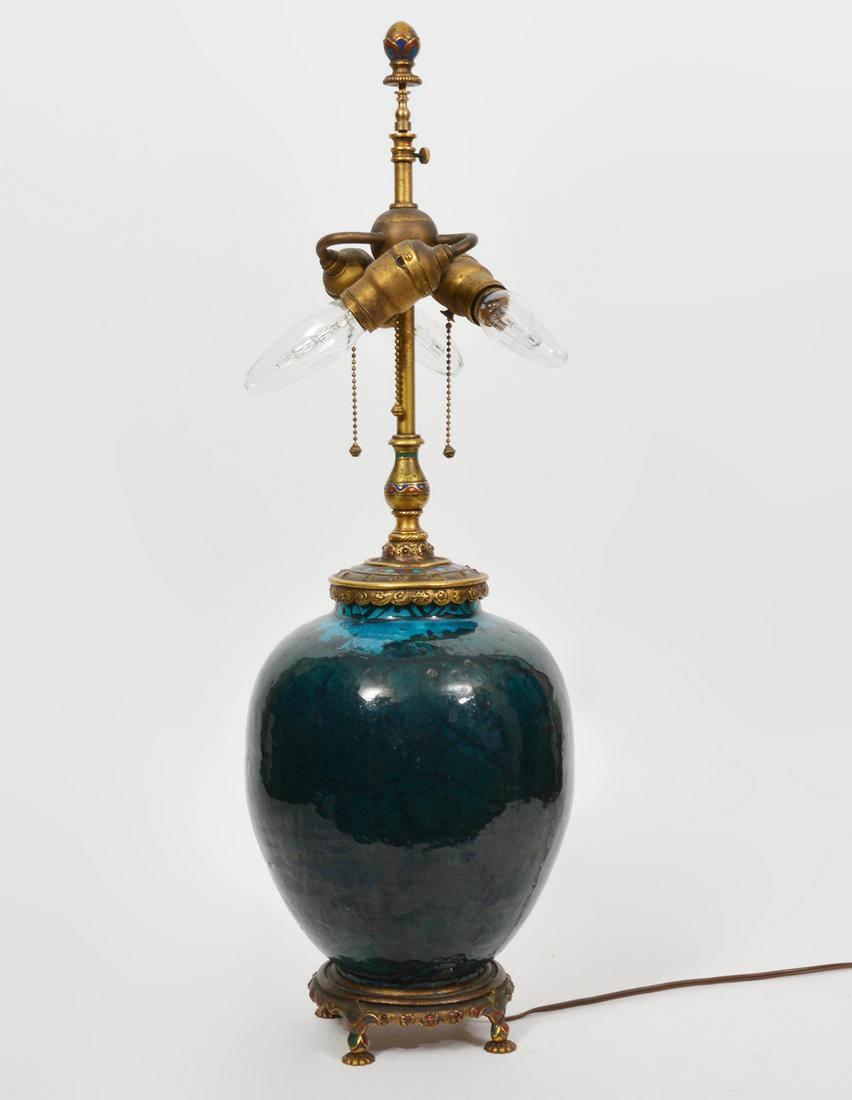 Continental Art Pottery Vase Mounted as Lamp (1 of 11)