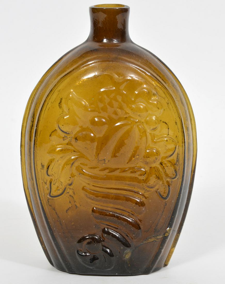 American Cornucopia Amber Glass Flask 7" (1 of 12)