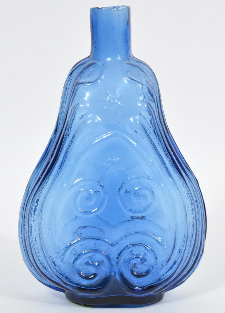 American Violin Scroll Sapphire Blue Glass Flask (1 of 12)
