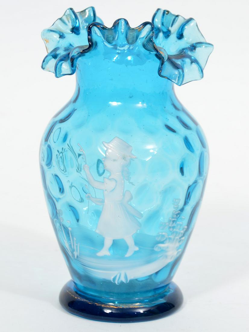 Mary Gregory Aqua Blue Ruffled Rim Vase (1 of 4)