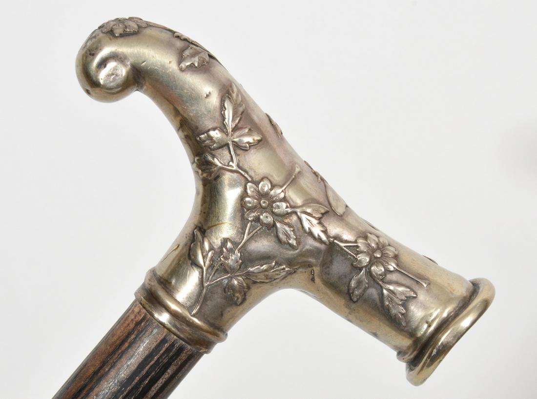 French Art Nouveau Silver Walking Stick Cane (1 of 7)