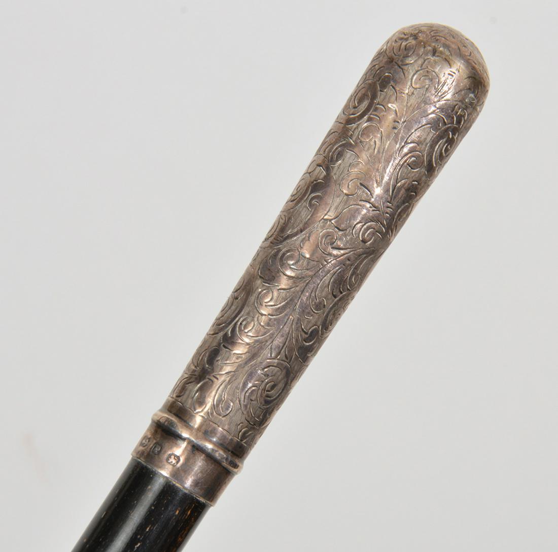 English Birmingham Silver Top Walking Stick (1 of 6)