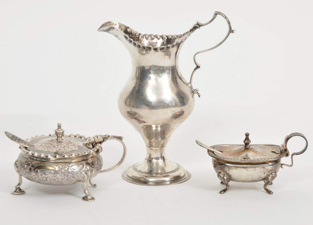English Silver Creamer & Two Salt Cellers (1 of 9)