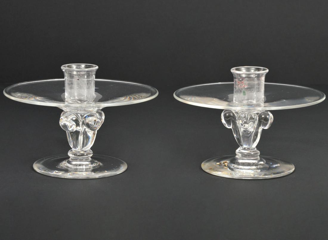 Steuben Art Glass Candlesticks (1 of 3)