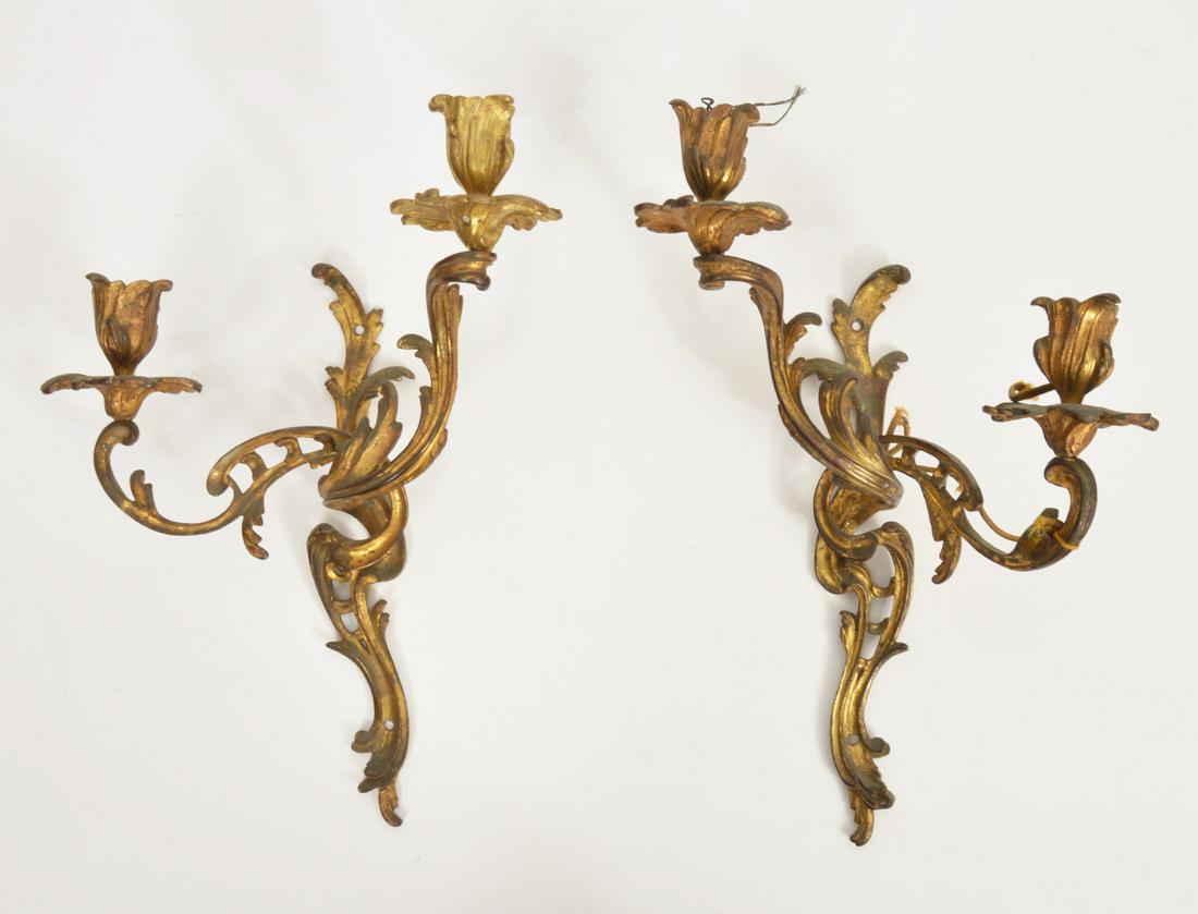 19th/ 20th C. Bronze Foliate Wall Sconces (1 of 6)