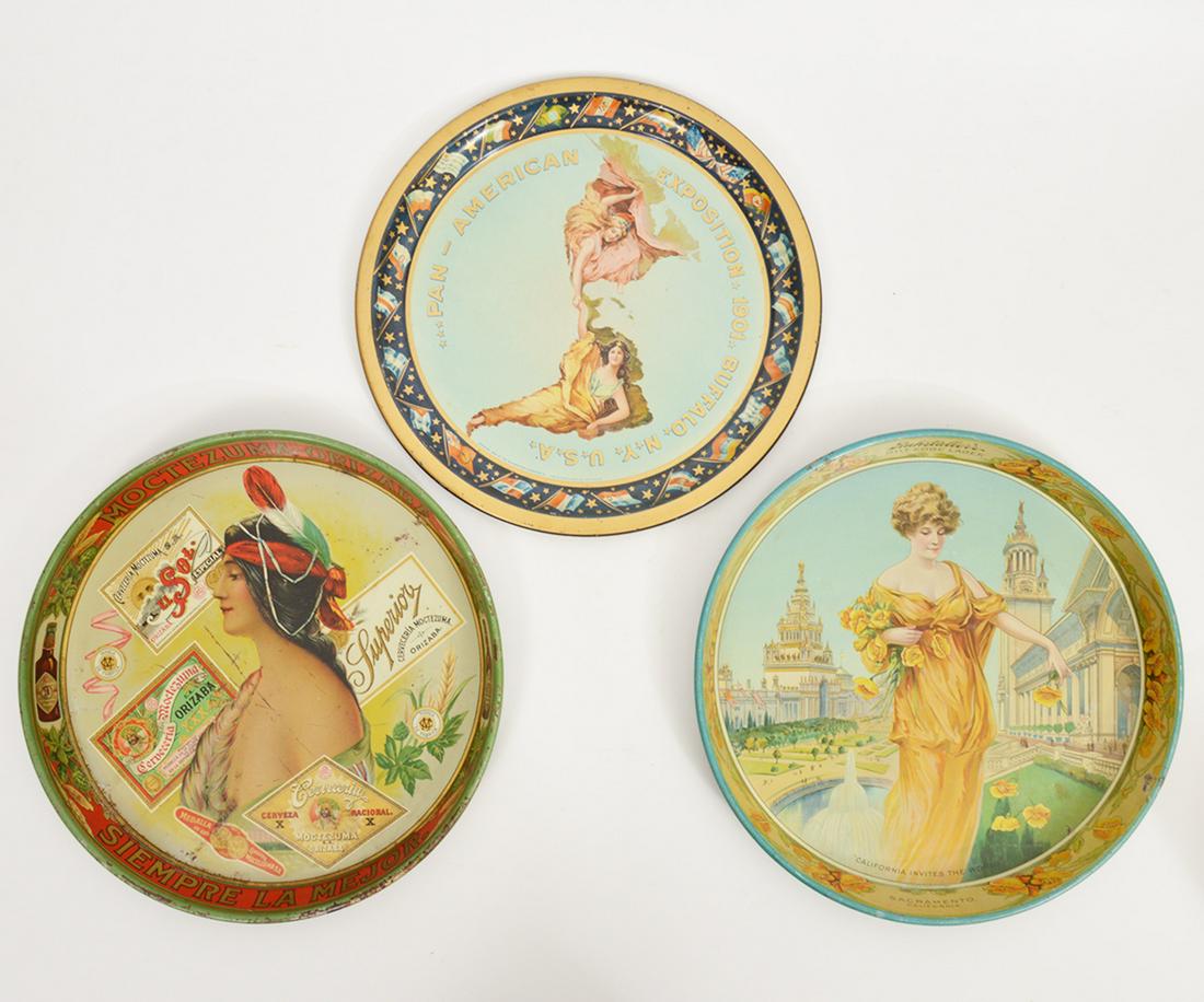 Three Early 20th Beer Ad Tin Serving Trays (1 of 7)