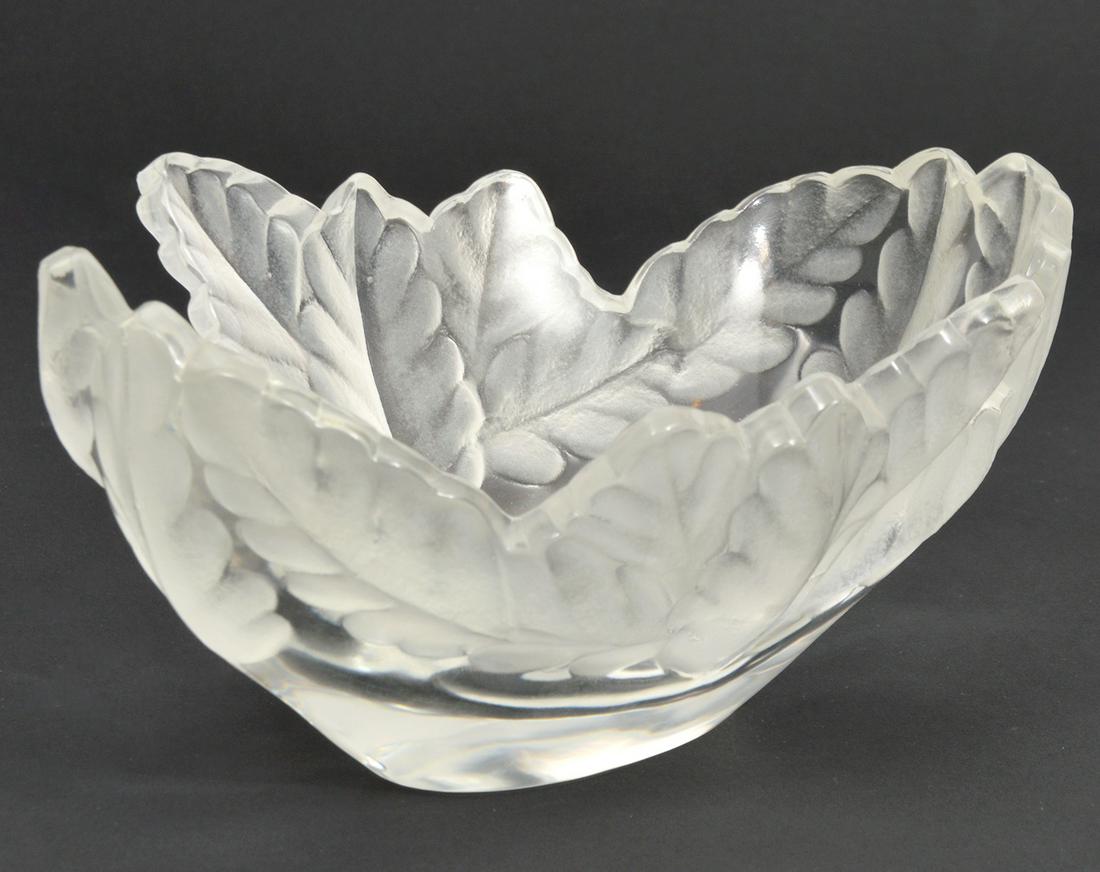 Lalique Frosted Leaf Pattern Candy Dish (1 of 7)