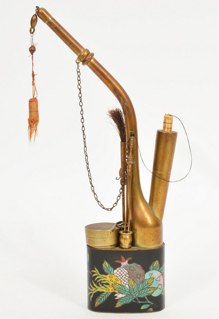 Vintage Chinese Cloisonne & Brass Opium Pipe (1 of 9)