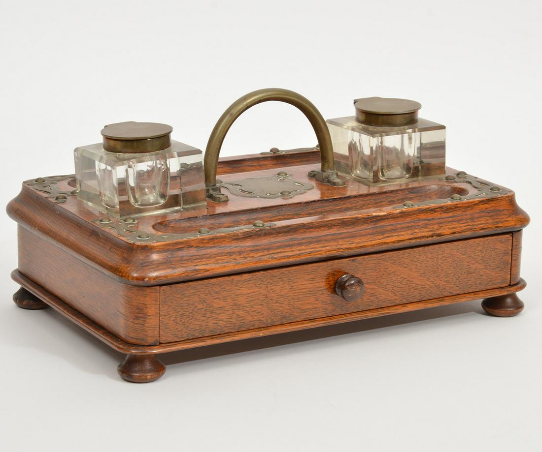 Travel Desk Set Ink Wells With Single Drawer (1 of 12)