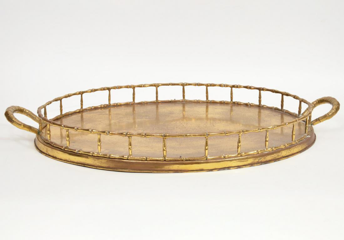 Brass Bamboo-Style Oval Serving Tray (1 of 7)